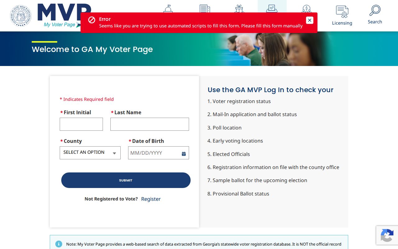 Rome voter registration records lookup on Georgia My Voter Page